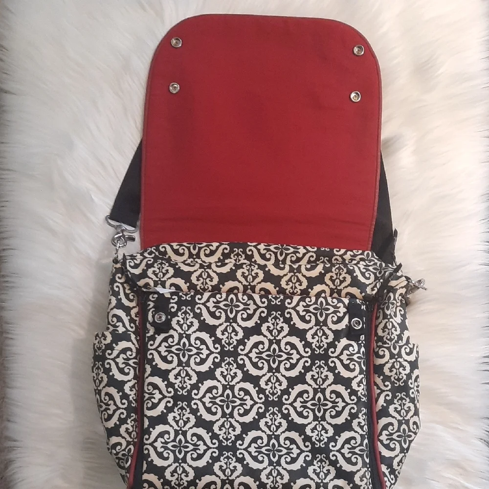 Elegant Black and White Patterned Petunia Pickle Bottom Tote Bag/diaper Bag